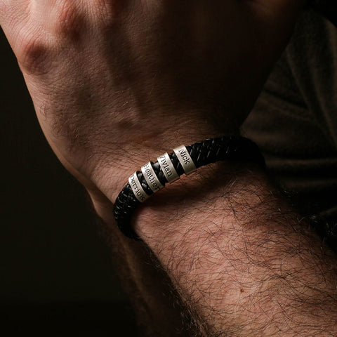 Mens Leather Bracelet for Fathers Day Gift