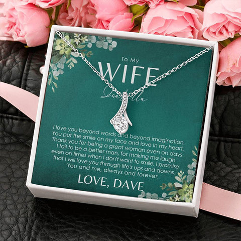 Valentines's Day To My Wife Card Necklace Personalized Message Card