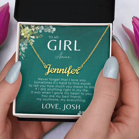 To My Girl Necklace Name Gift Ideas For Christmas, Birthday, Valentines, Wedding