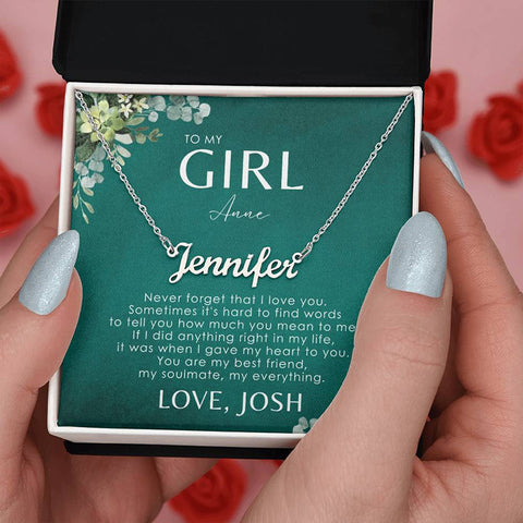 To My Girl Necklace Name Gift Ideas For Christmas, Birthday, Valentines, Wedding