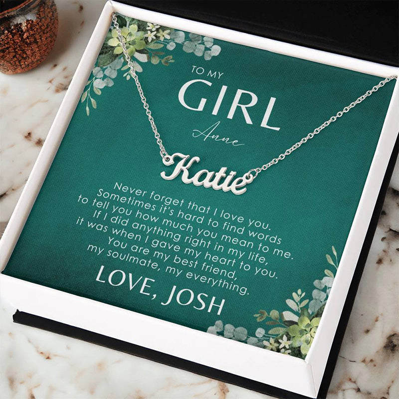 To My Girl Necklace Name Gift Ideas For Christmas, Birthday, Valentines, Wedding