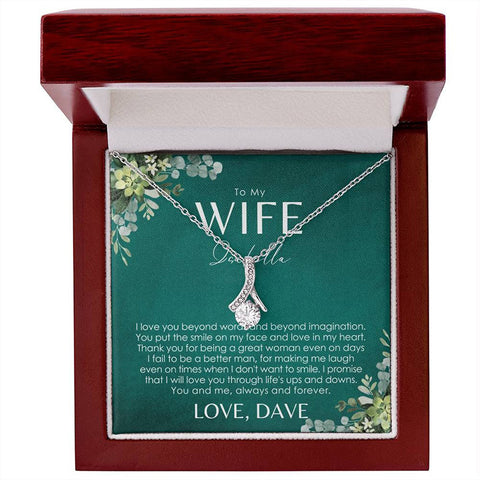 Valentines's Day To My Wife Card Necklace Personalized Message Card