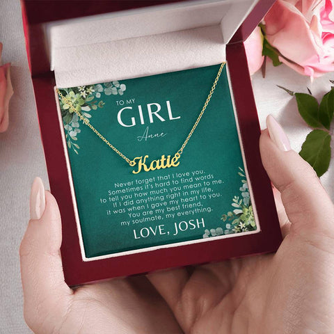 To My Girl Necklace Name Gift Ideas For Christmas, Birthday, Valentines, Wedding